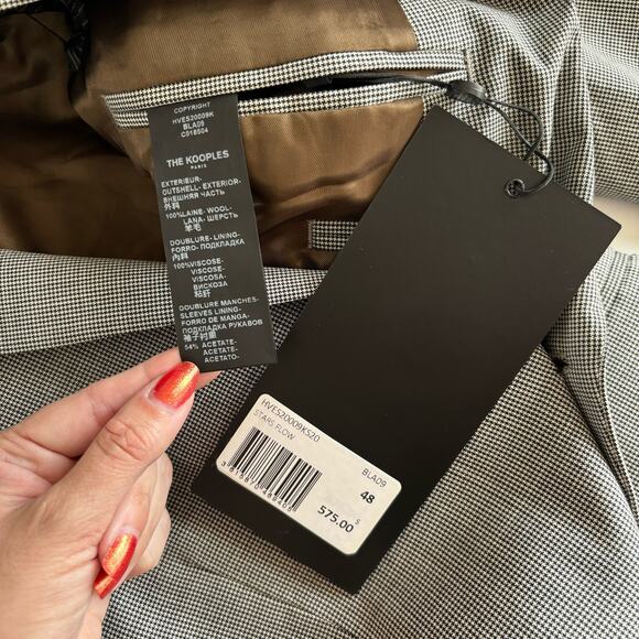 The Kooples Stars Flow Black & White Wool Slim Blazer Suit Jacket Men’s Size 48 - Picture 4 of 9